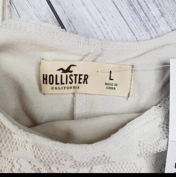 Hollister Lace Dress  Neutral  Nude Long Sleeve Mini  Sexy Night Out  Large  NEW - Picture 3 of 8